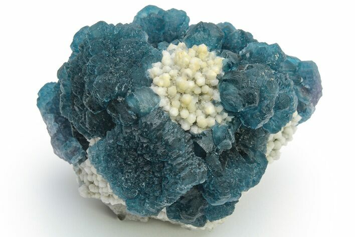 Blue, Cubic/Octahedral Fluorite Encrusted Quartz - Inner Mongolia #224790